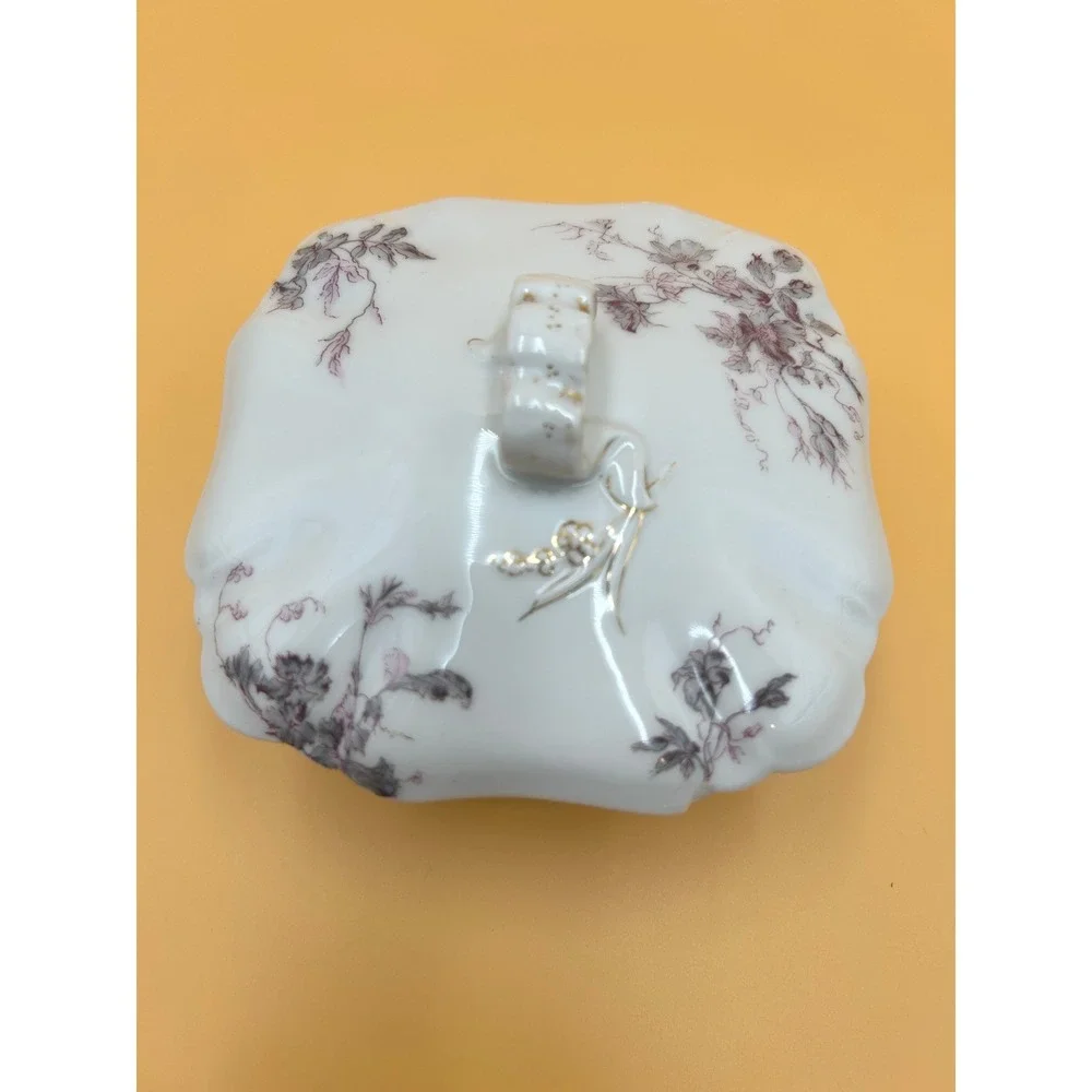 Antique Haviland Limoges Butter Bowl Dish Trinket Candy Sepia Floral Gold ~  266